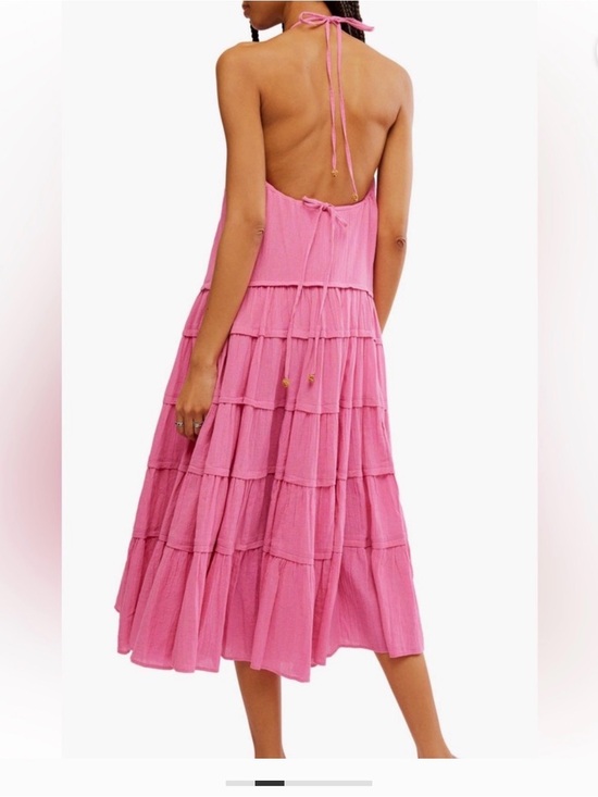 Free People Dresses & Skirts - Free People Bright Pink Halter Tiered Midi Dress